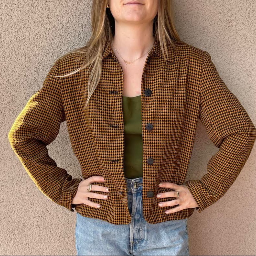 Vintage plaid/houndstooth boxy chore jacket